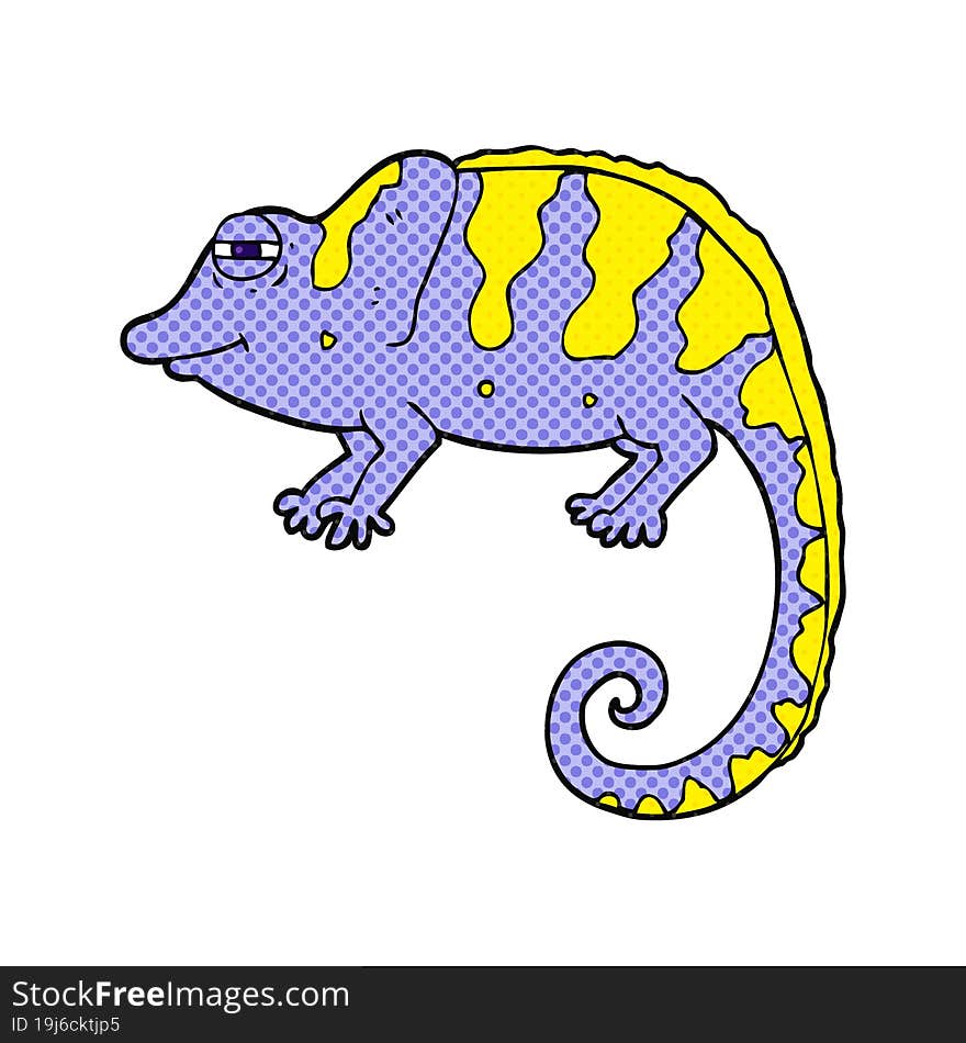 freehand drawn cartoon chameleon