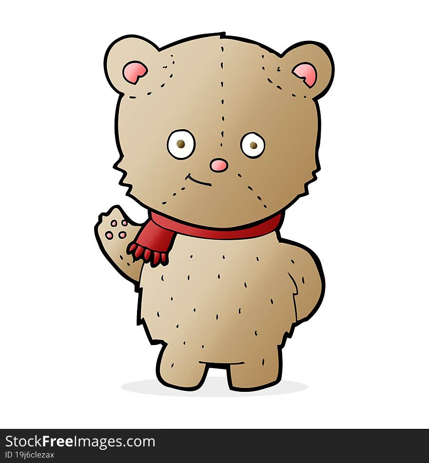 Cartoon Waving Teddy Bear