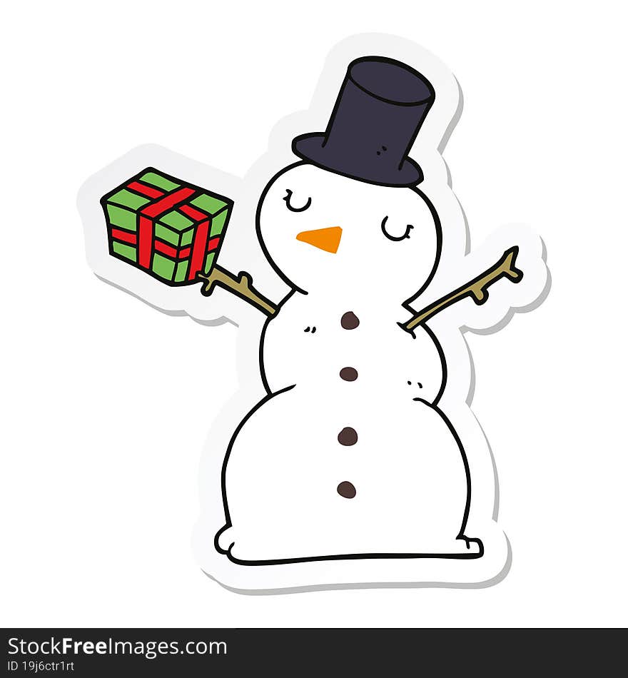 sticker of a cartoon snowman