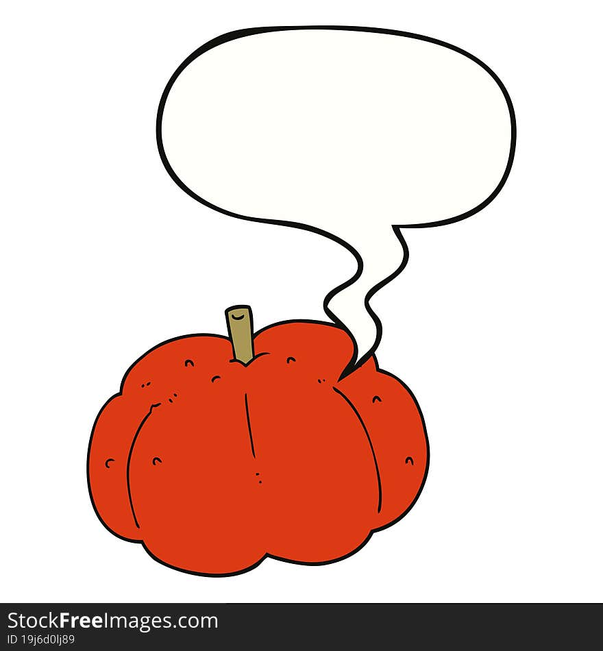 Cartoon Pumpkin And Speech Bubble