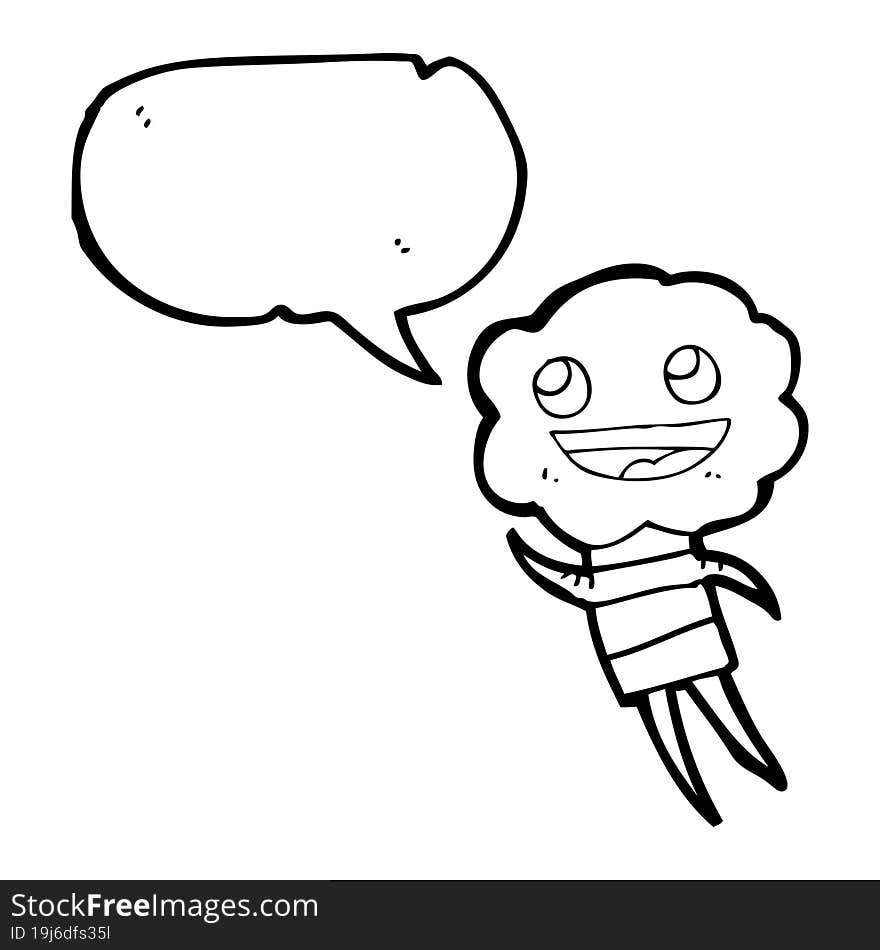 Speech Bubble Cartoon Cute Cloud Head Creature