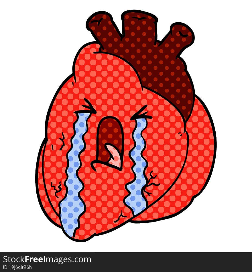 cartoon heart crying. cartoon heart crying