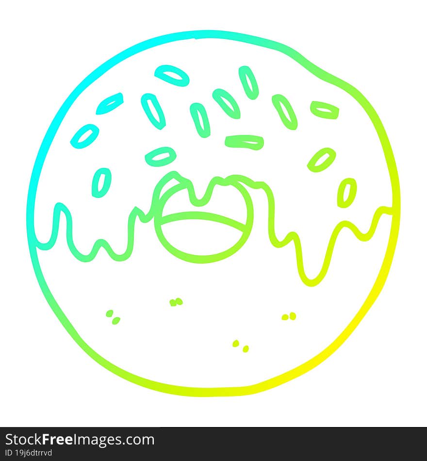 cold gradient line drawing cartoon donut