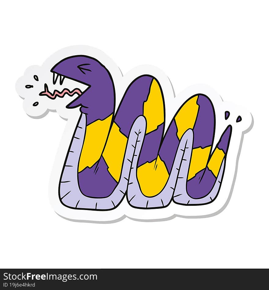 sticker of a cartoon hissing snake