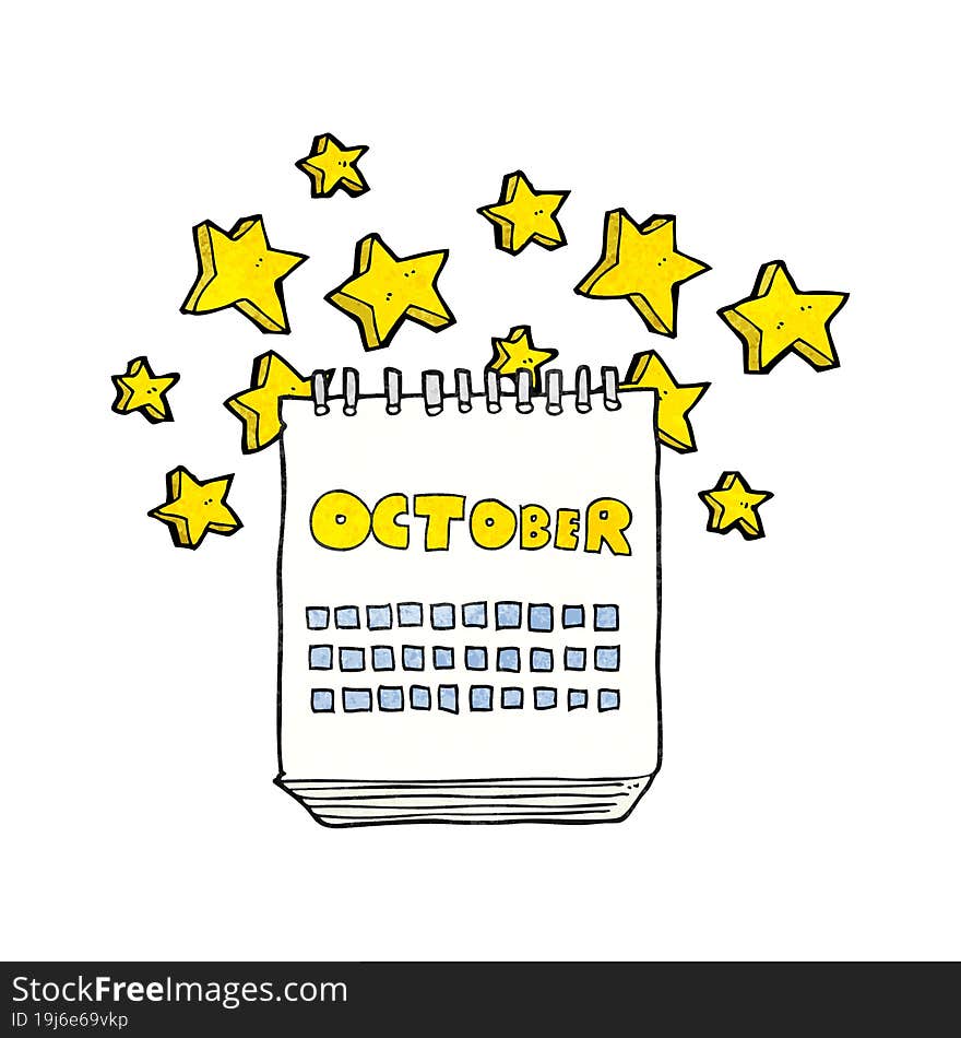 textured cartoon calendar showing month of october