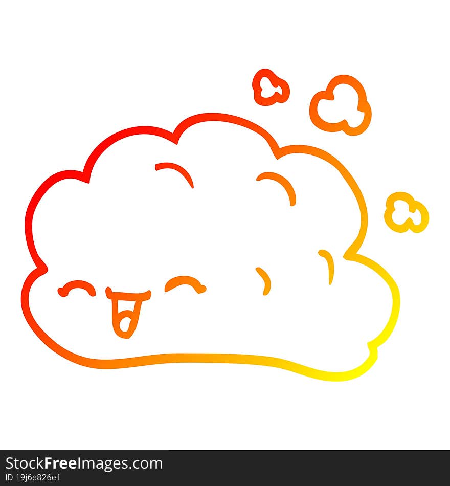 warm gradient line drawing cartoon happy cloud