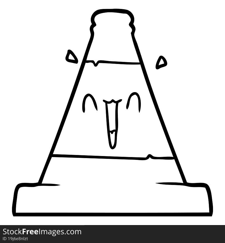 cartoon road traffic cone. cartoon road traffic cone