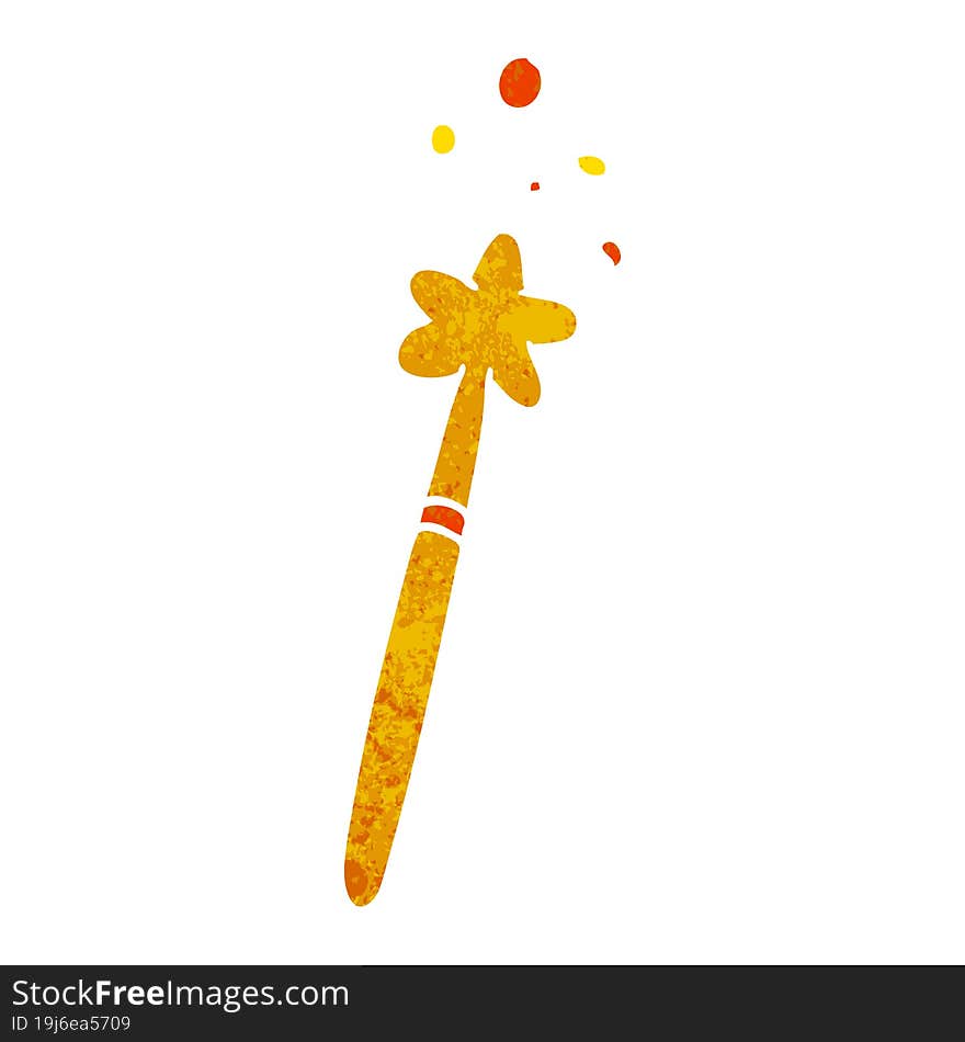 retro cartoon doodle of a magic wand