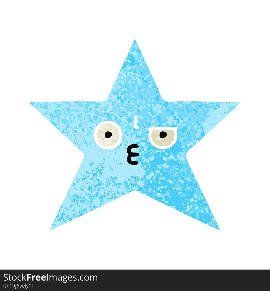 retro illustration style cartoon star fish