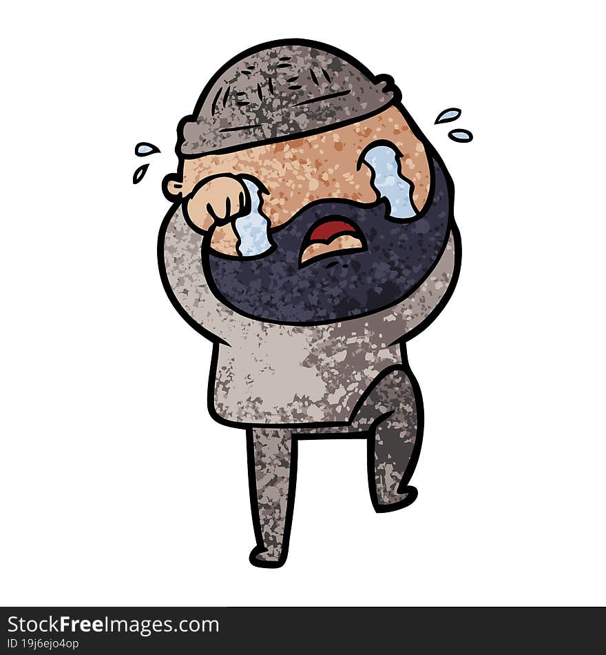 cartoon bearded man crying and stamping foot. cartoon bearded man crying and stamping foot