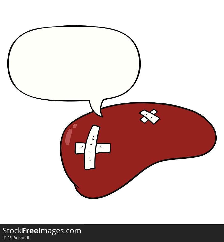 Cartoon Repaired Liver And Speech Bubble