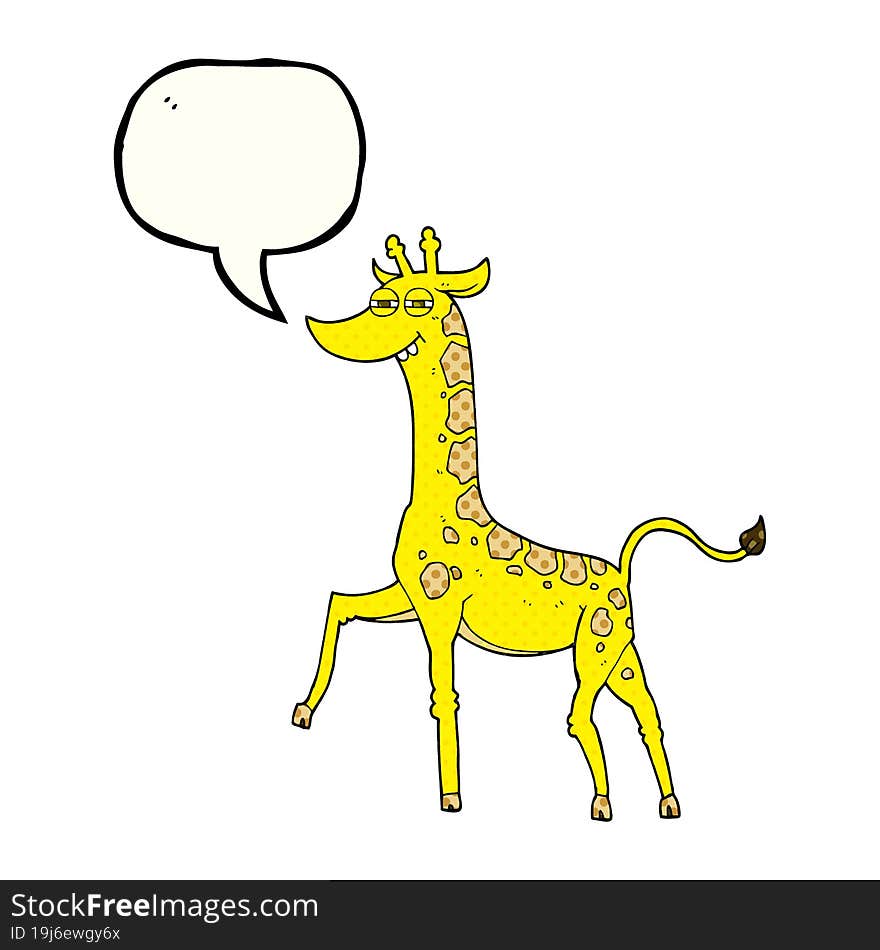 freehand drawn comic book speech bubble cartoon giraffe