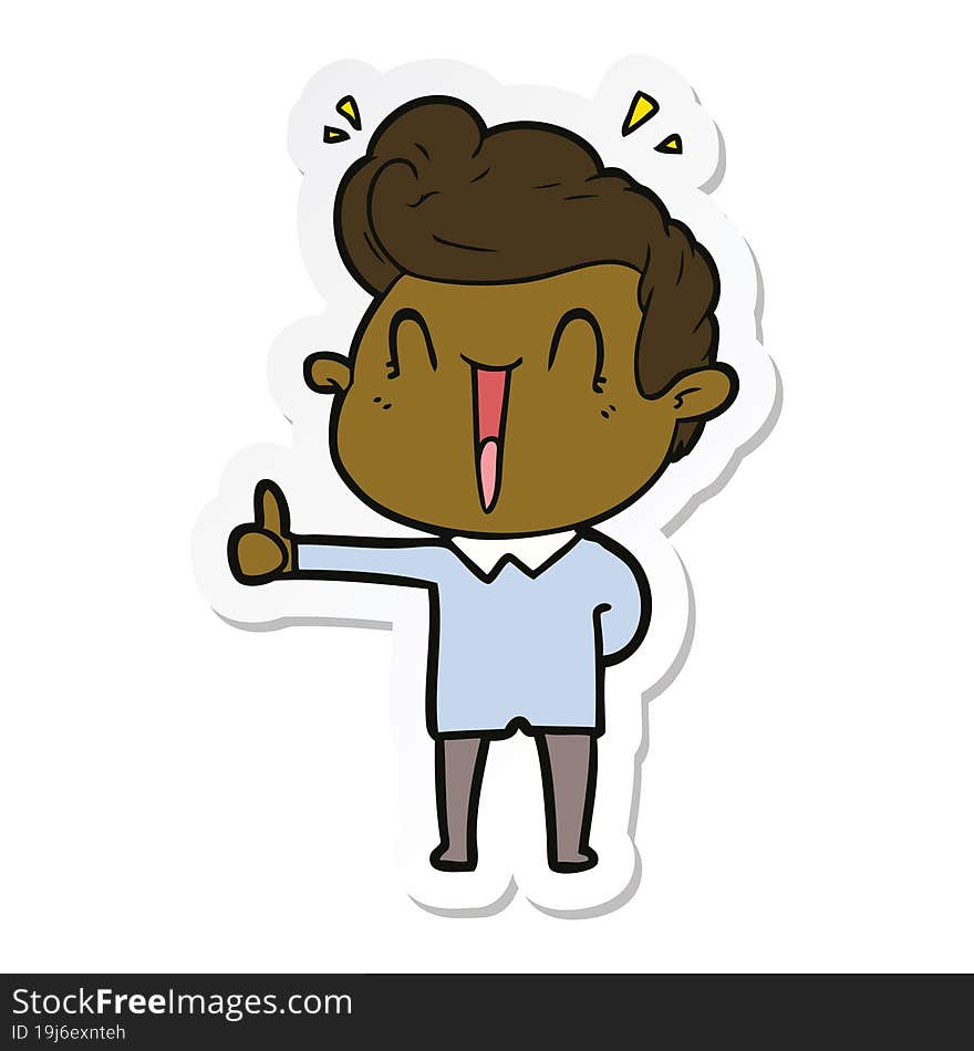 sticker of a cartoon excited man