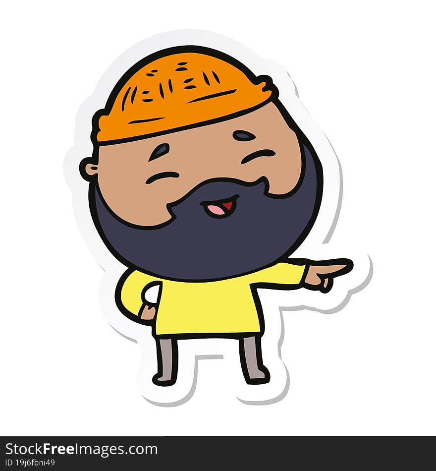 sticker of a cartoon happy bearded man