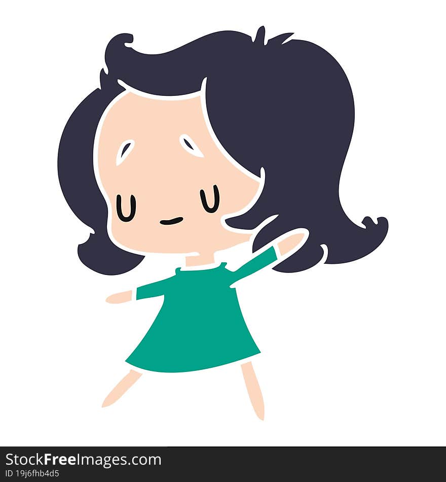 cartoon illustration of a cute kawaii girl. cartoon illustration of a cute kawaii girl