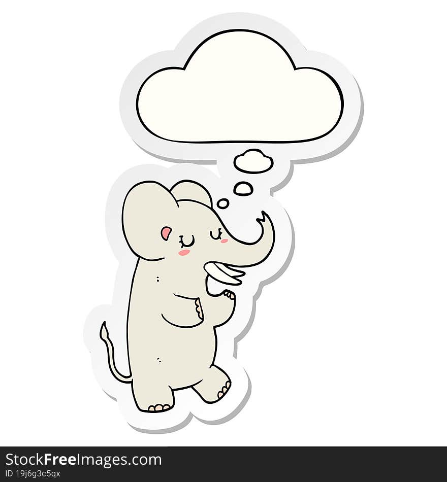 Cartoon Elephant And Thought Bubble As A Printed Sticker