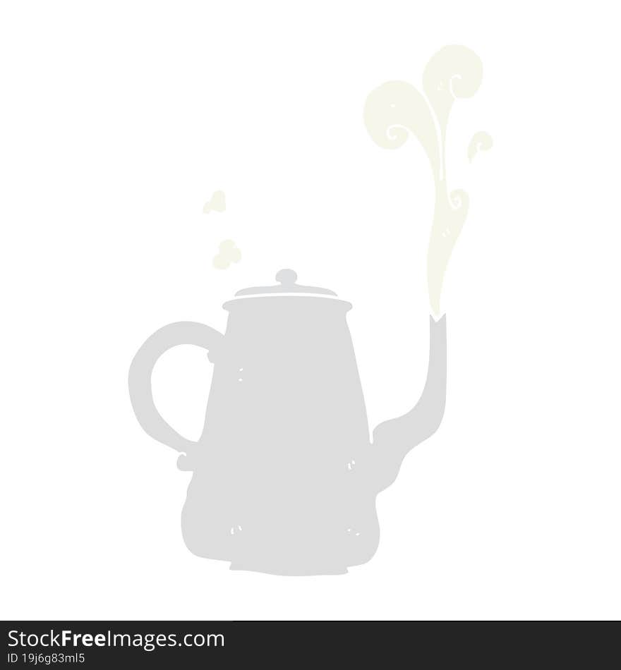 flat color illustration of steaming coffee pot. flat color illustration of steaming coffee pot