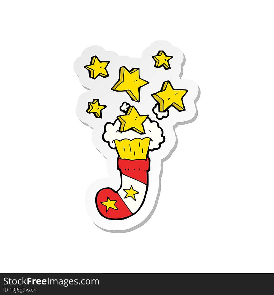 sticker of a cartoon magic christmas stocking