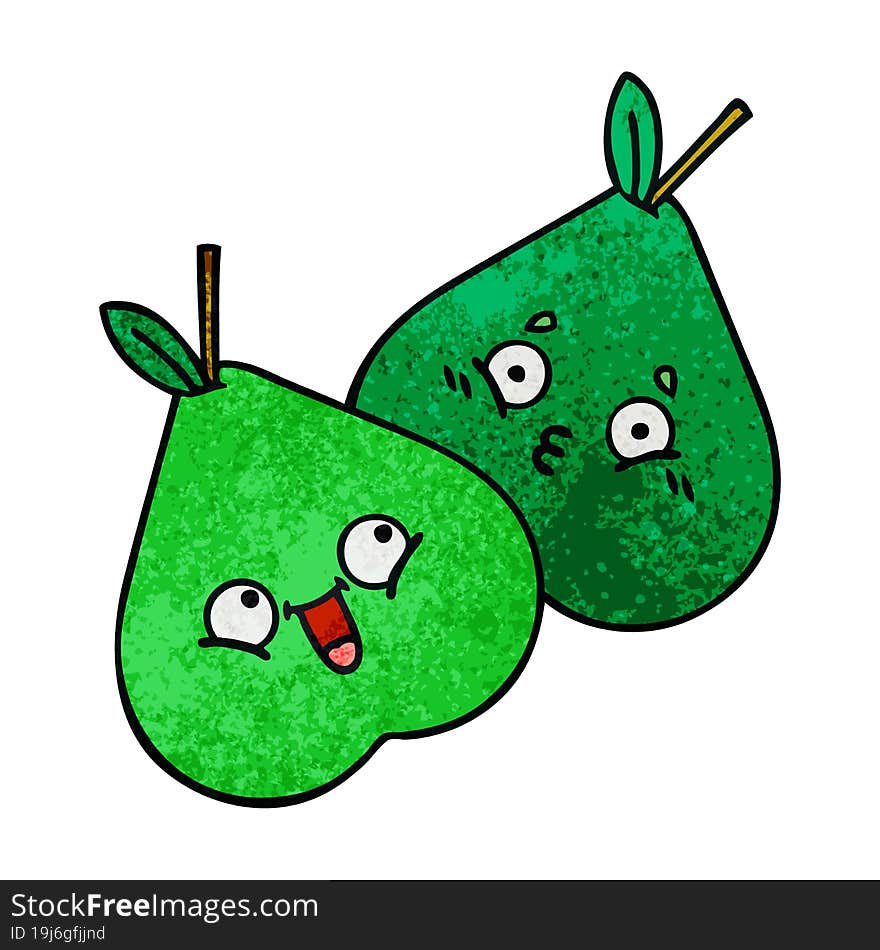 Retro Grunge Texture Cartoon Pears