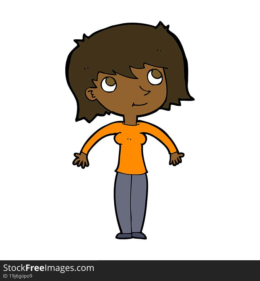 cartoon woman shrugging