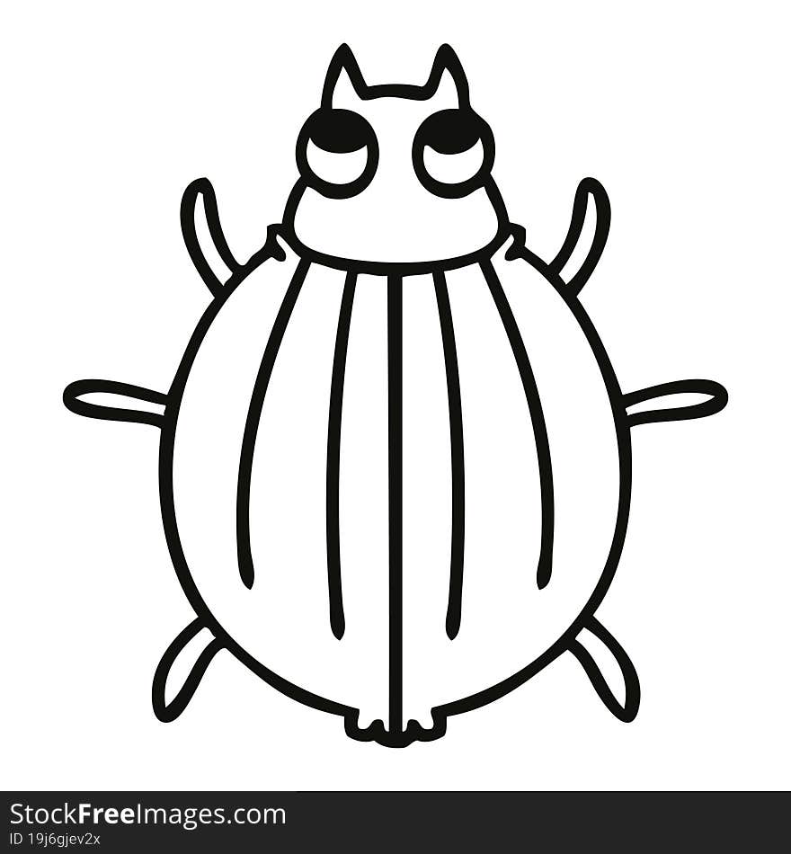 quirky line drawing cartoon beetle