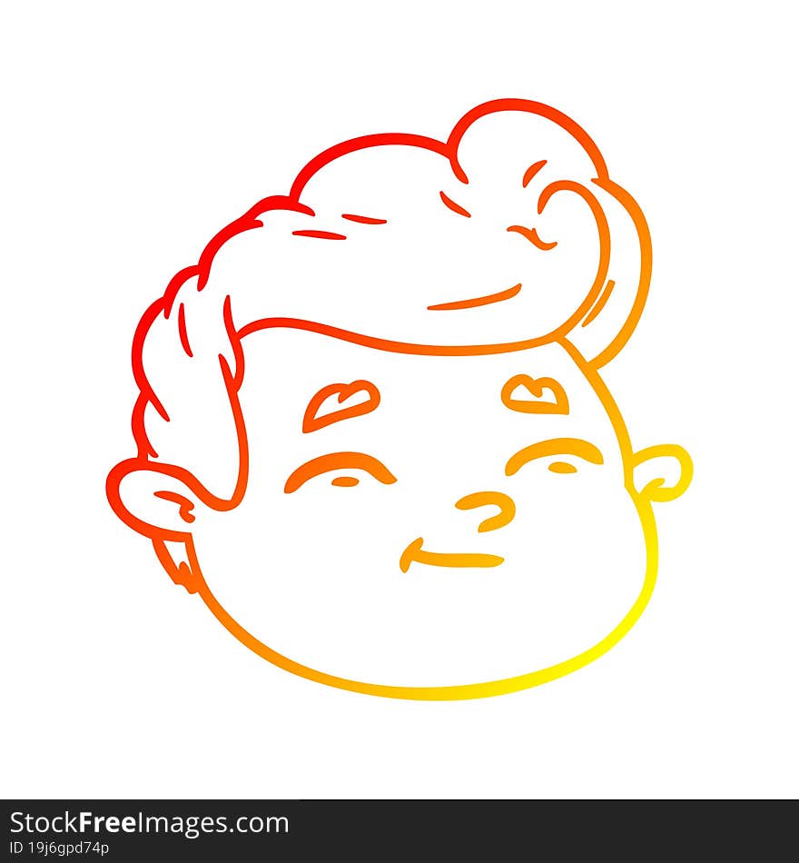 warm gradient line drawing cartoon male face