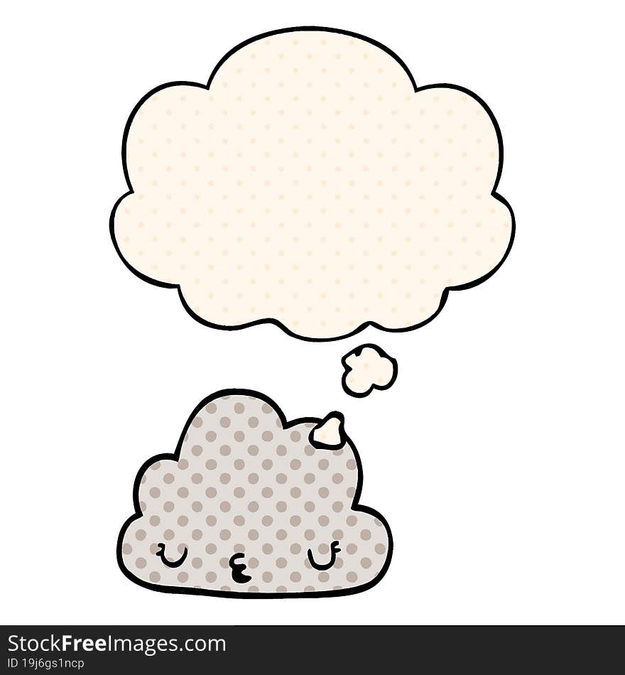 cute cartoon cloud and thought bubble in comic book style