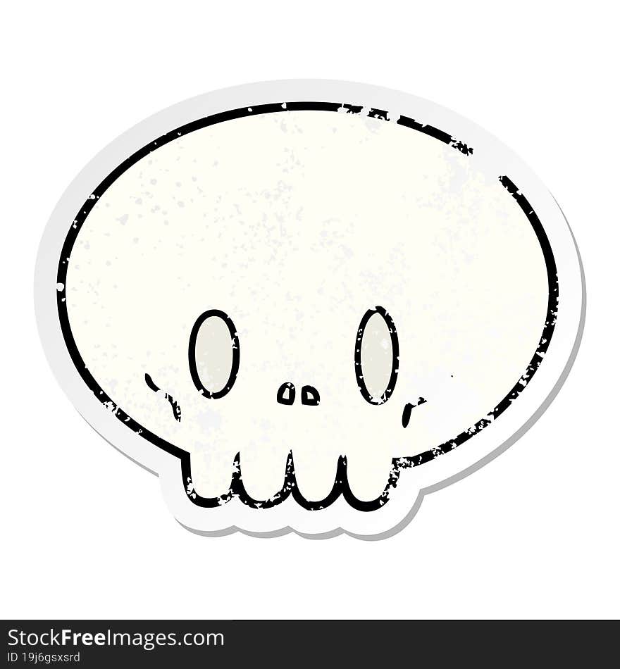 distressed sticker of a cartoon skull