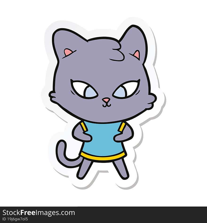 sticker of a cute cartoon cat