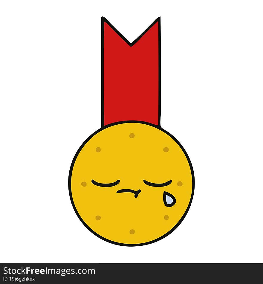 cute cartoon of a gold medal. cute cartoon of a gold medal