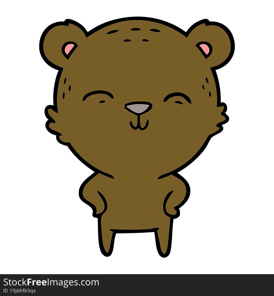 happy cartoon bear with hands on hips. happy cartoon bear with hands on hips