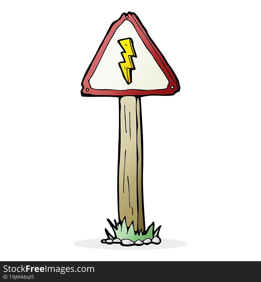 cartoon electrical warning sign