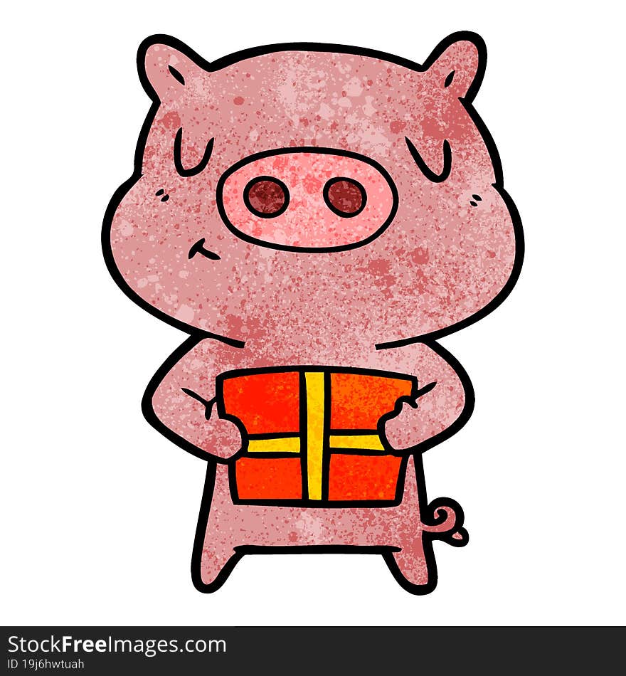 cartoon christmas pig. cartoon christmas pig