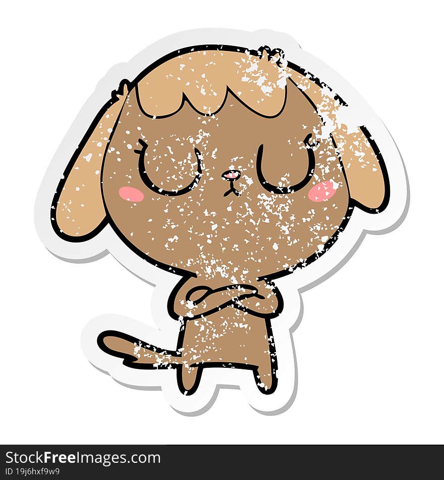 distressed sticker of a cute cartoon dog