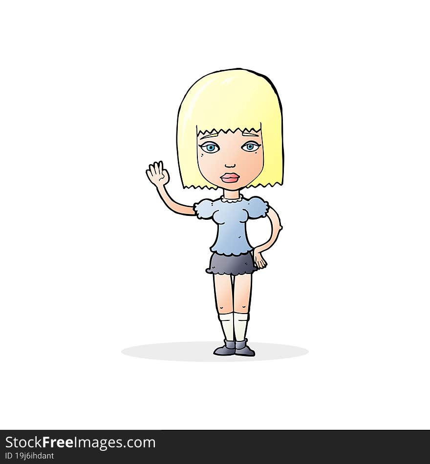 cartoon woman waving