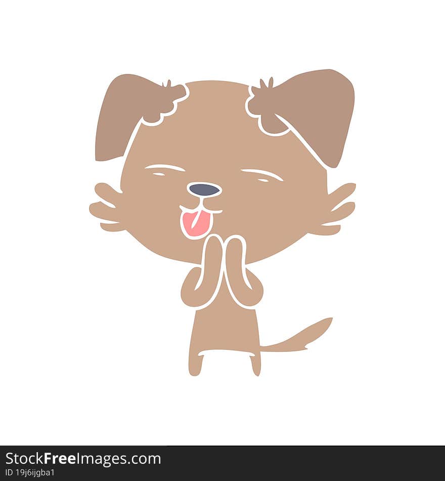 Flat Color Style Cartoon Dog Sticking Out Tongue