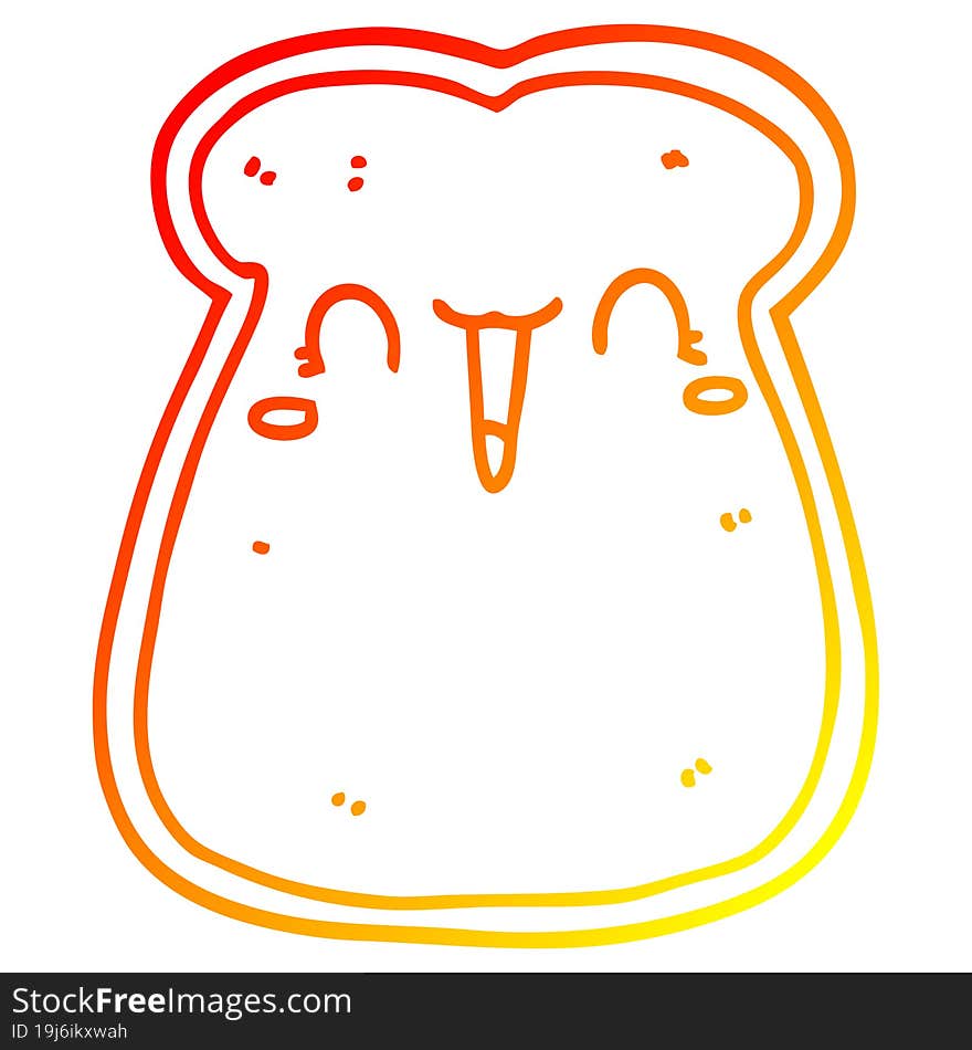 warm gradient line drawing of a cute cartoon slice of toast