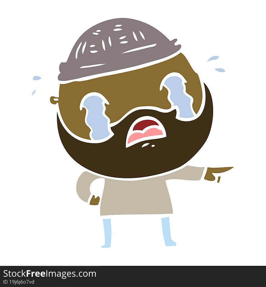 flat color style cartoon bearded man crying