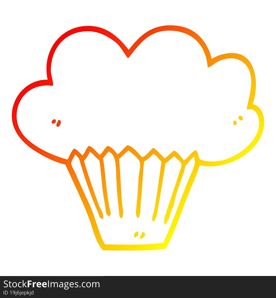 Warm Gradient Line Drawing Cartoon Cupcake