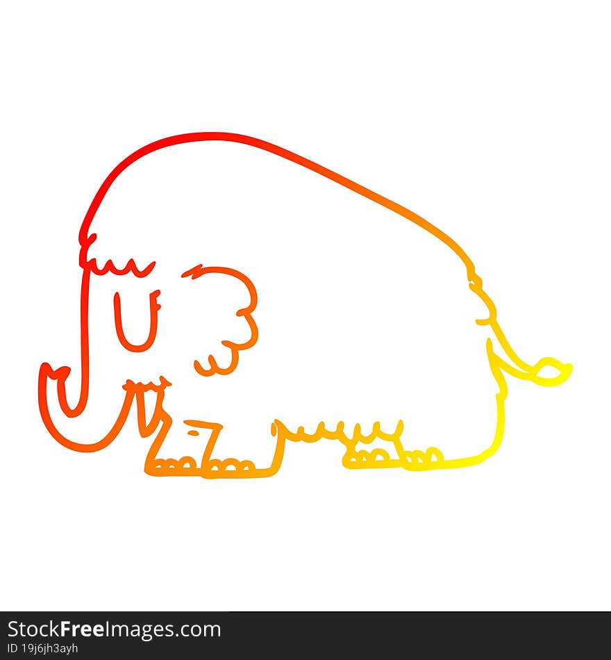 warm gradient line drawing cartoon mammoth