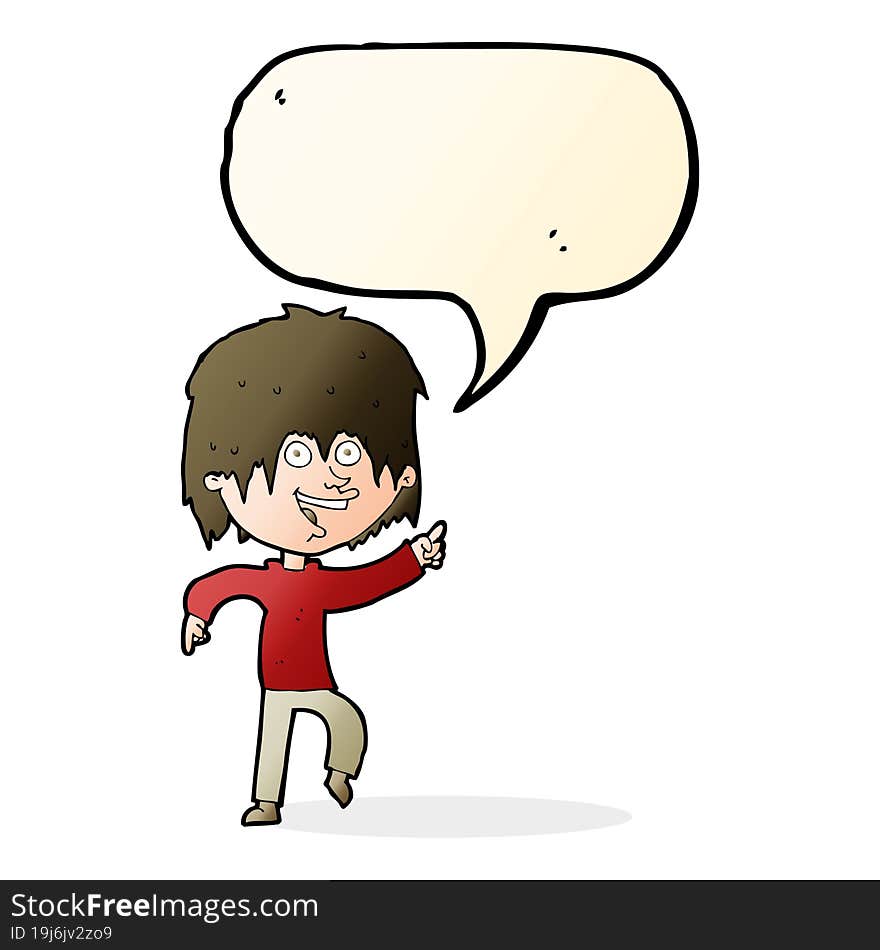 Cartoon Happy Boy With Speech Bubble