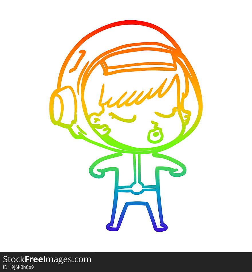 rainbow gradient line drawing cartoon pretty astronaut girl