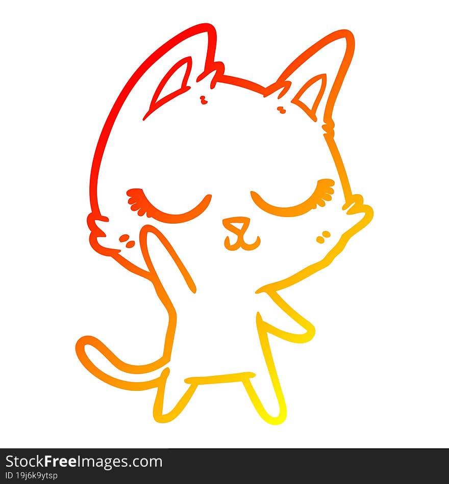 warm gradient line drawing calm cartoon cat