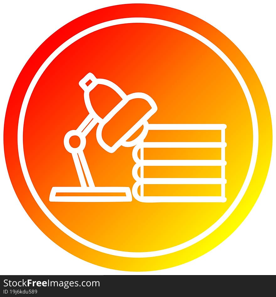 lamp and study books circular in hot gradient spectrum