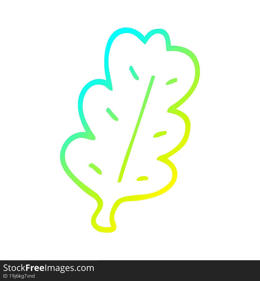 cold gradient line drawing of a cartoon leaf