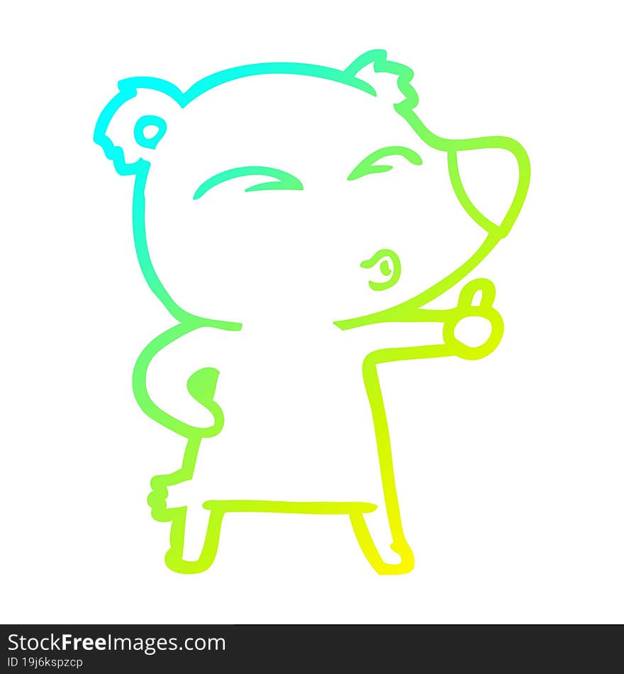 cold gradient line drawing cartoon whistling bear