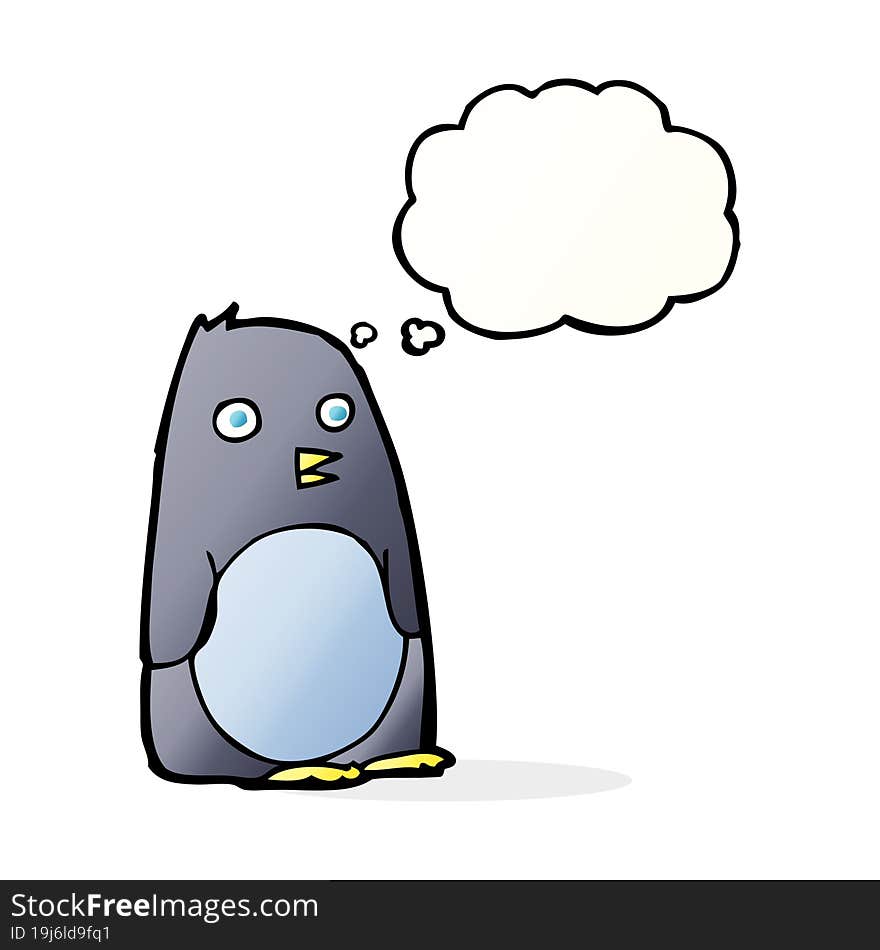 Cartoon Penguin With Thought Bubble