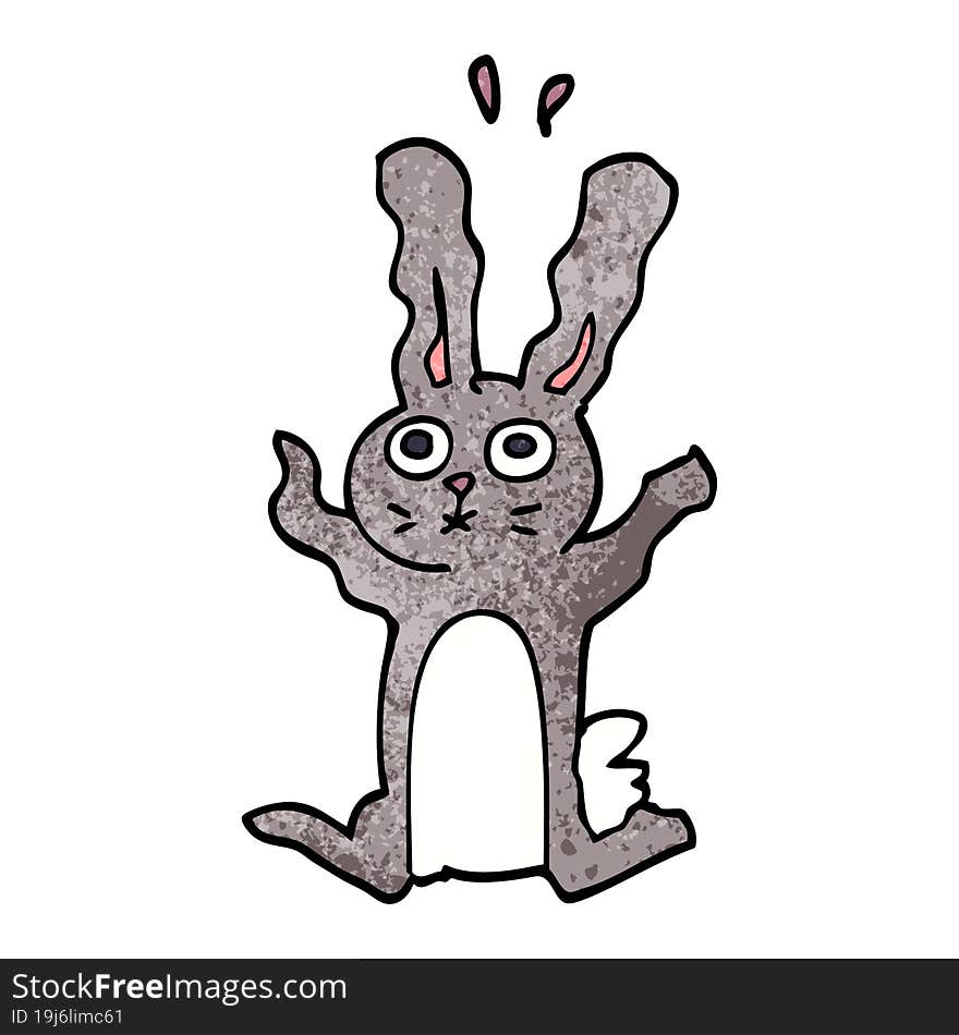 cartoon doodle frightened bunny