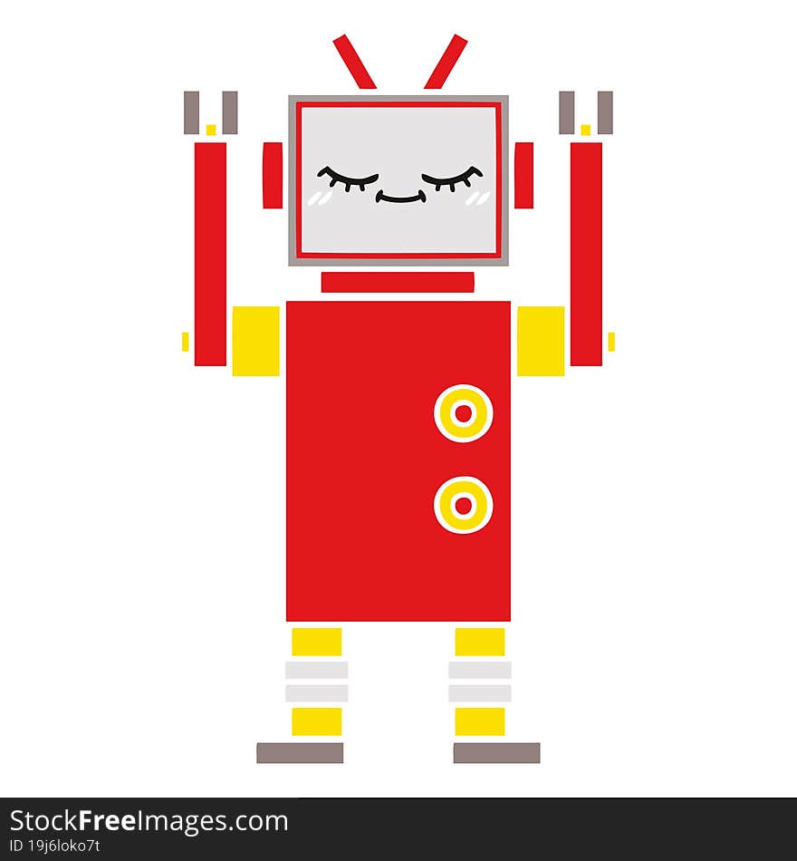 flat color retro cartoon of a robot