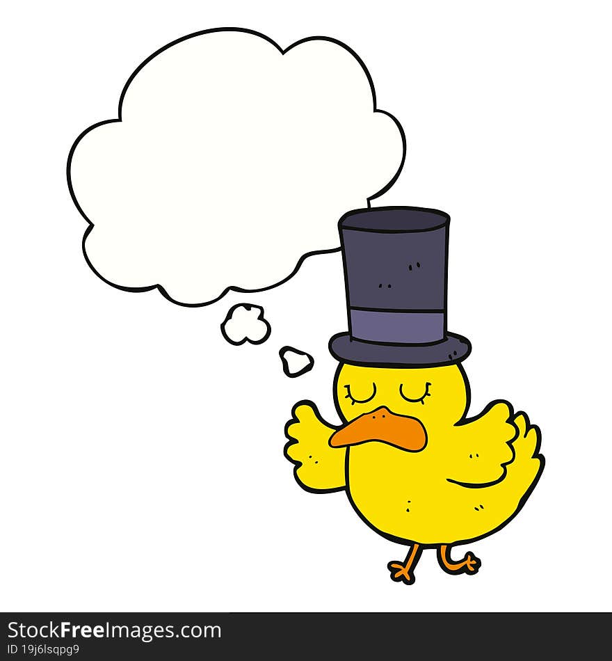 Cartoon Duck Wearing Top Hat And Thought Bubble